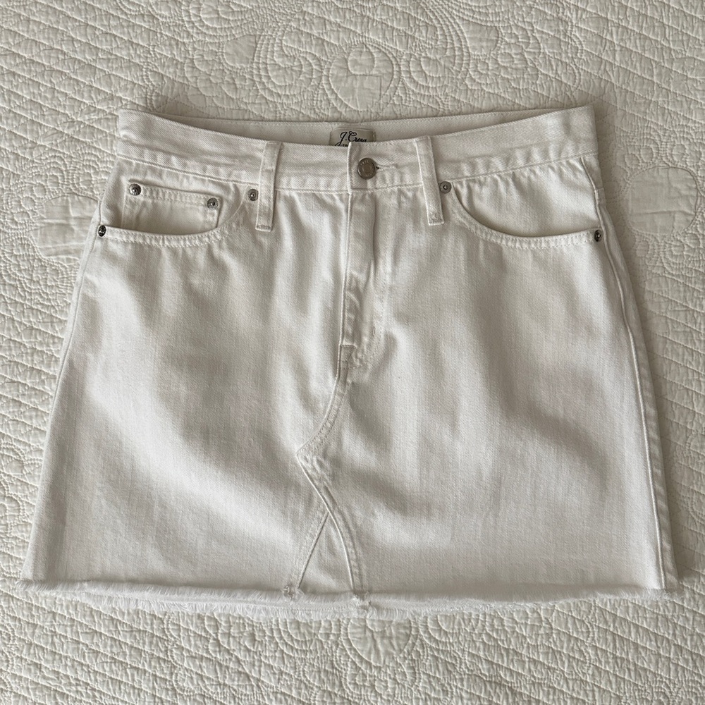 J. Crew Trademark White Denim Mini Skirt Women’s Size 29 H6148 100% Cotton - Picture 2 of 12